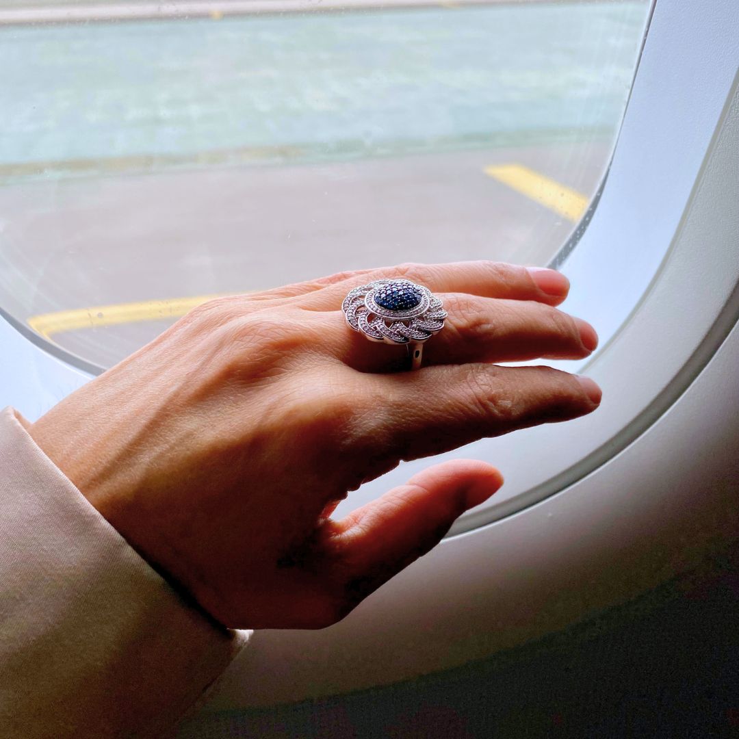 Andromeda Blue Diamond Ring in 10K White Gold – 1 Ctw