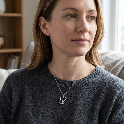 Pingente COEUR de Coração com Diamante Branco Natural em Prata 925