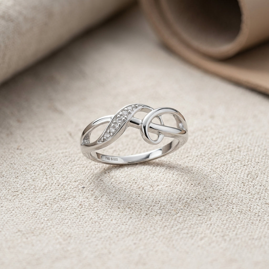 INFINITY Natural White Diamonds in 925 Sterling Silver