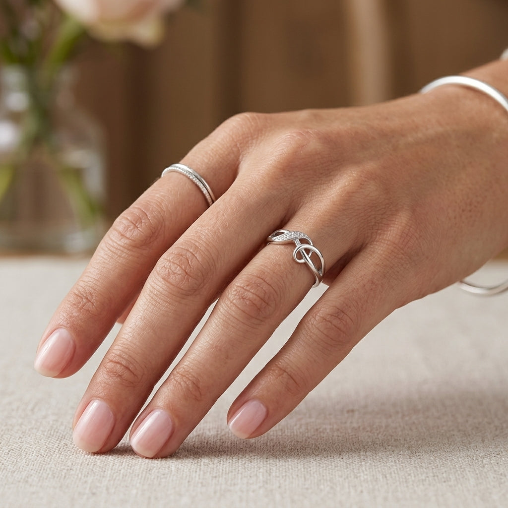 INFINITY Natural White Diamonds in 925 Sterling Silver