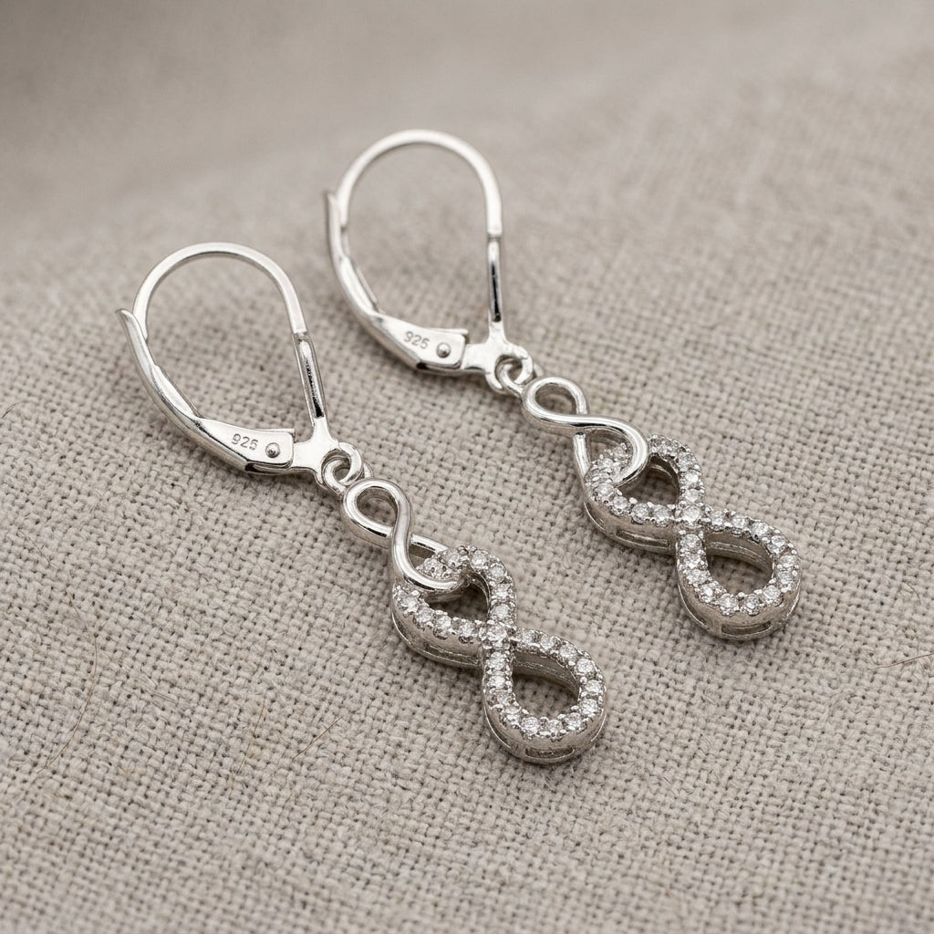 INFI Aretes de Diamantes Blancos Naturales en Plata de Ley 925
