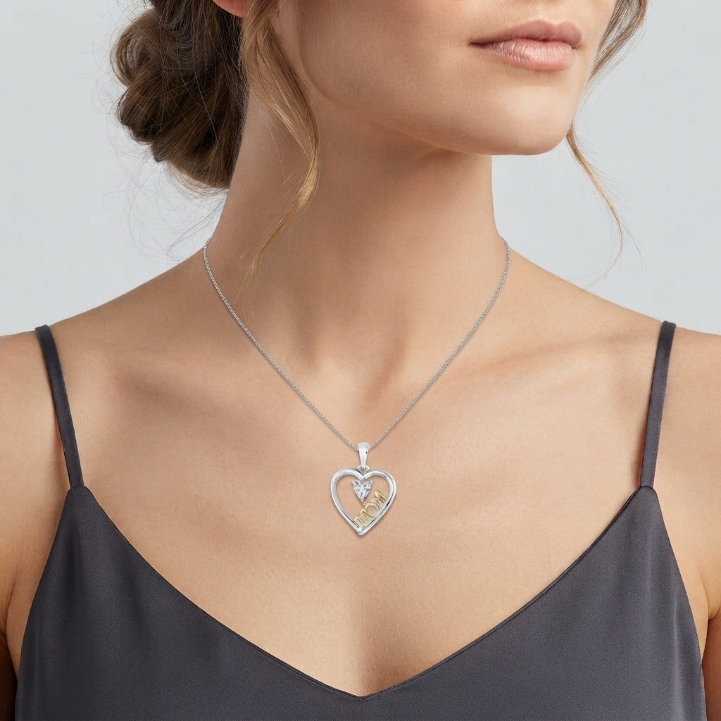 MAMI Natural Diamond Heart Pendant in Sterling Silver