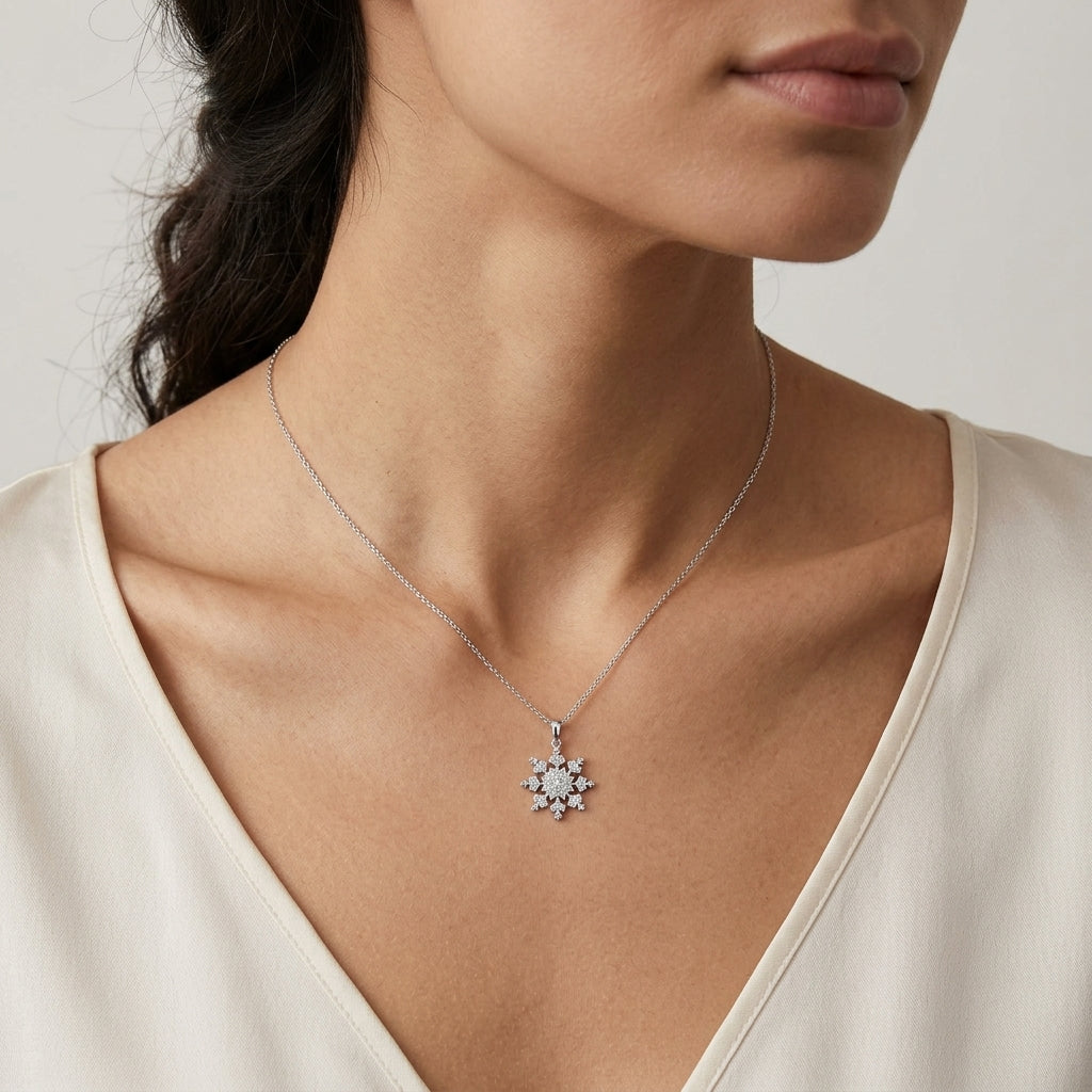 MERRY Natural White Diamond Pendant in 925 Sterling Silver