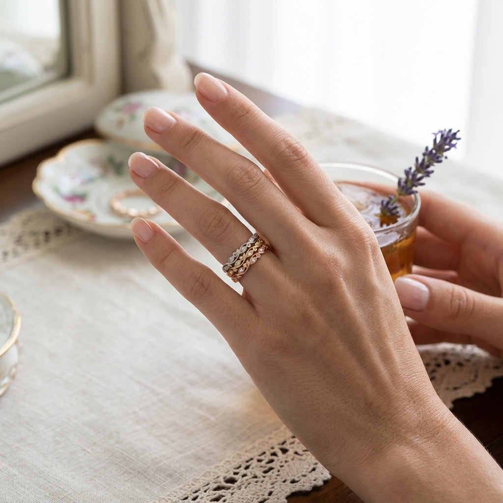 ME Anillo Apilable con Diamantes Naturales en Oro de 18k 