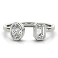 Two diamond rings with different cut styles on a white background