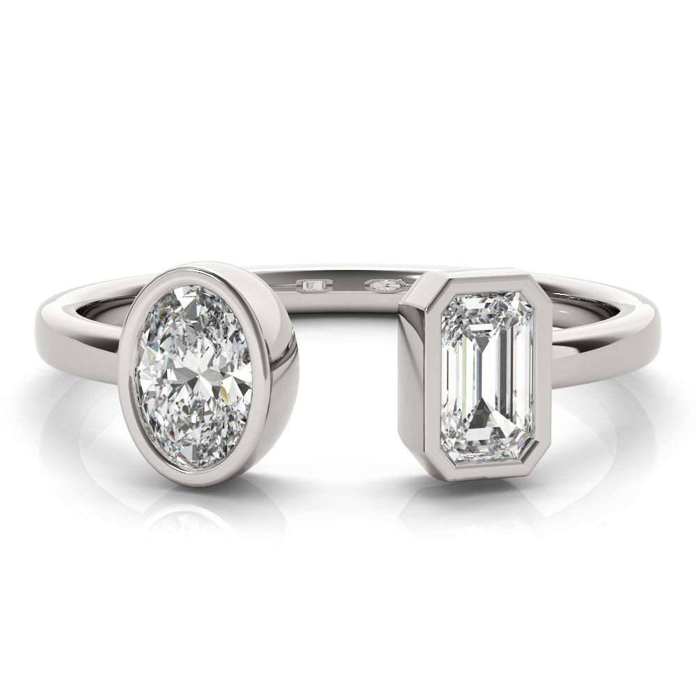 Two diamond rings with different cut styles on a white background