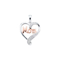 MOM Natural White Diamond Heart Pendant in Sterling Silver