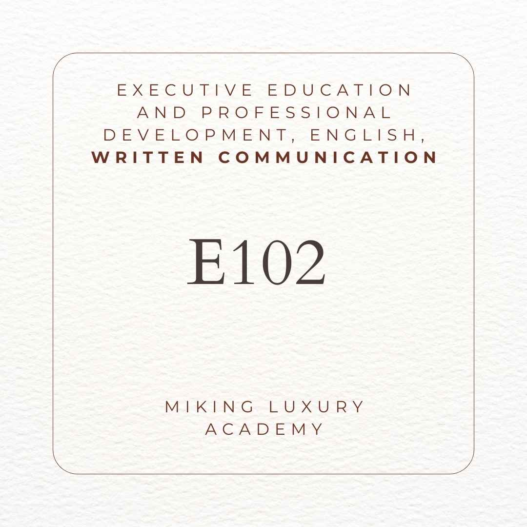 E102 Formazione Esecutiva e Sviluppo Professionale, Inglese, Comunicazione Scritta