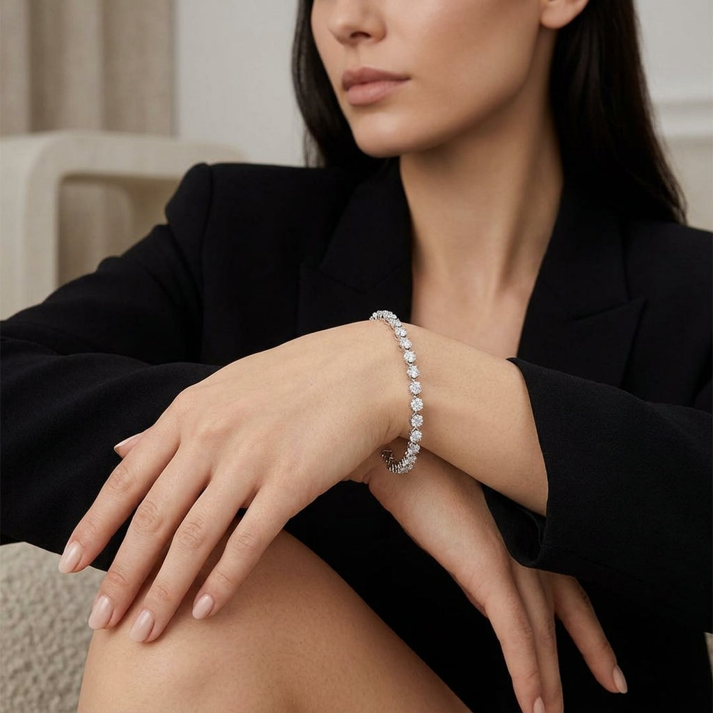 SAINT PAUL Natural White Diamond Bracelet in Sterling Silver