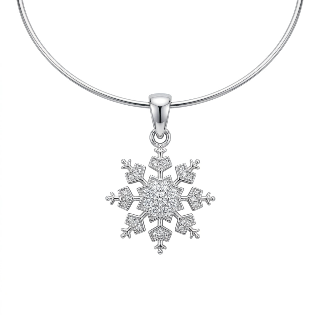 SNOW FLAKE Natural White Diamond Wine Glass Charm in 925 Sterling Silver
