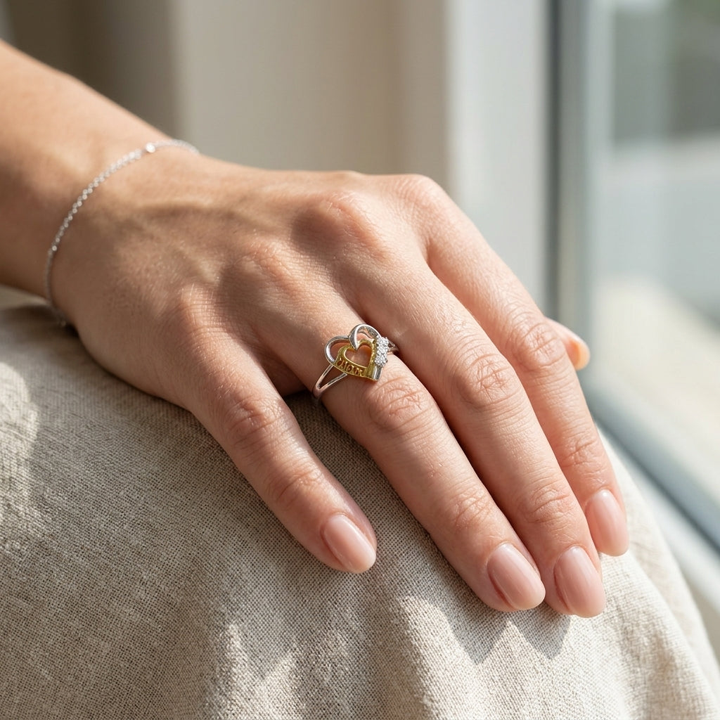 TRUE HEART Natural White Diamond Heart Ring in Sterling Silver