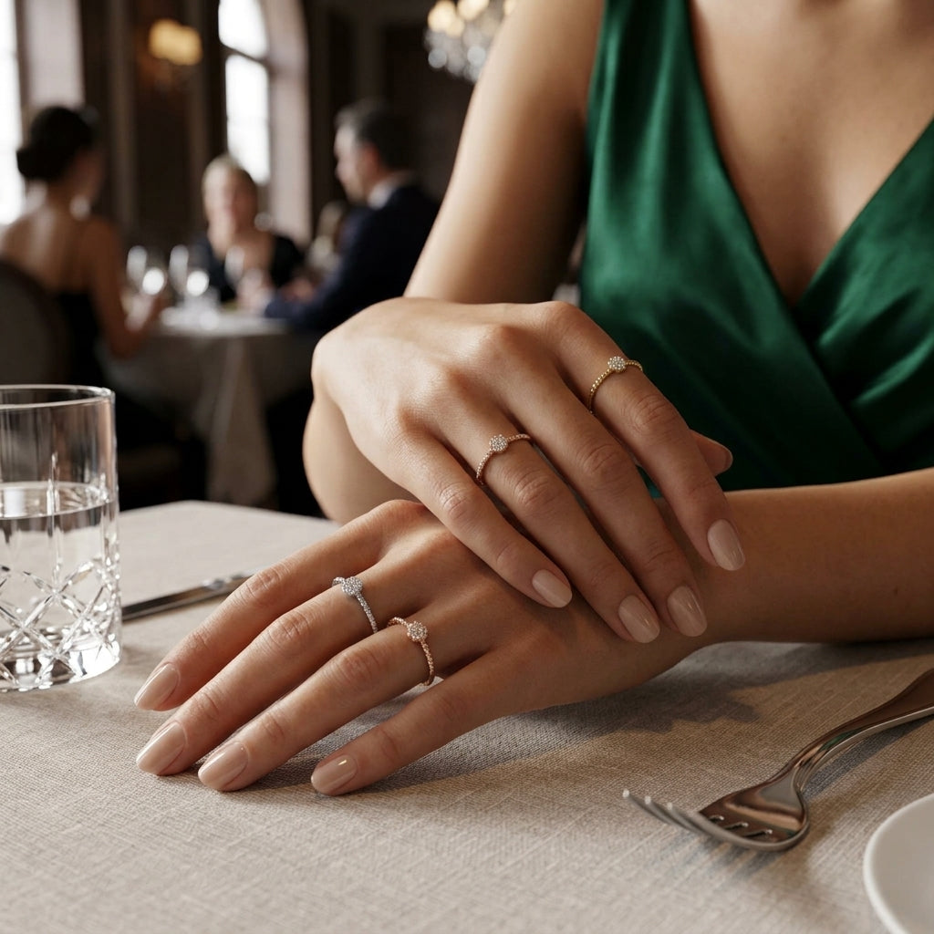 URSA Anillo Apilable de Diamante Natural en Oro de 18k