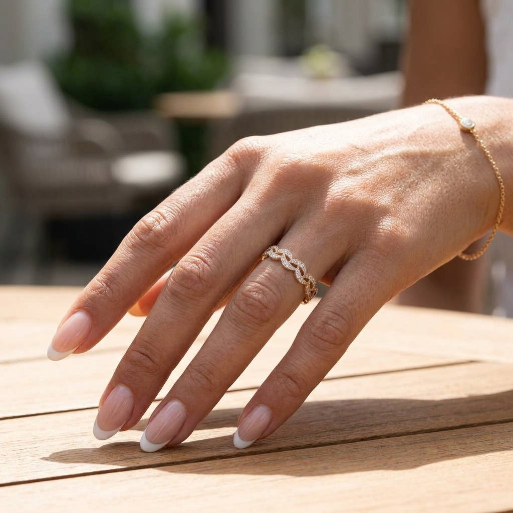 VOLANS Anillo Apilable de Diamante Natural en Oro de 18k