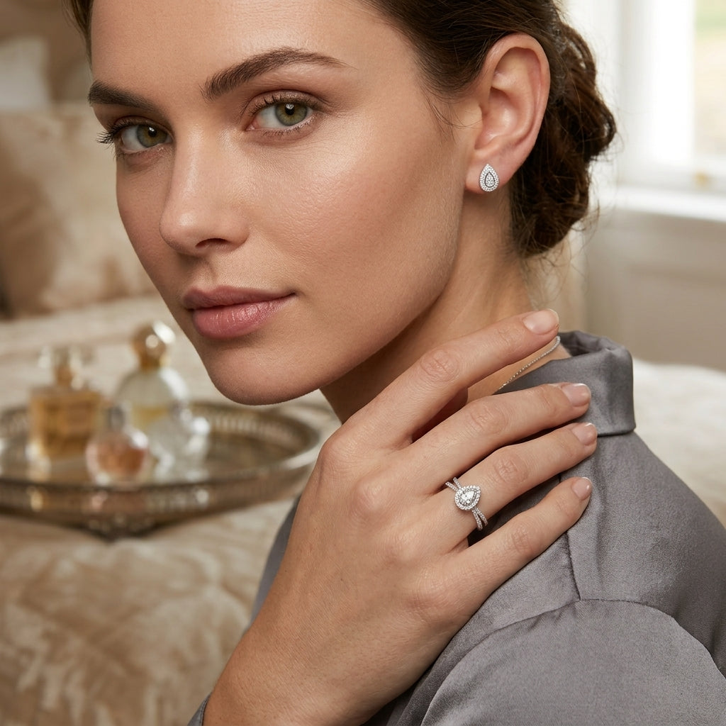Bague WACONIA en argent sterling 925 sertie d’un diamant blanc naturel