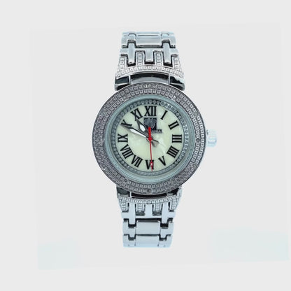 MOTHER OF PEARL DIAMOND WATCH SILVER