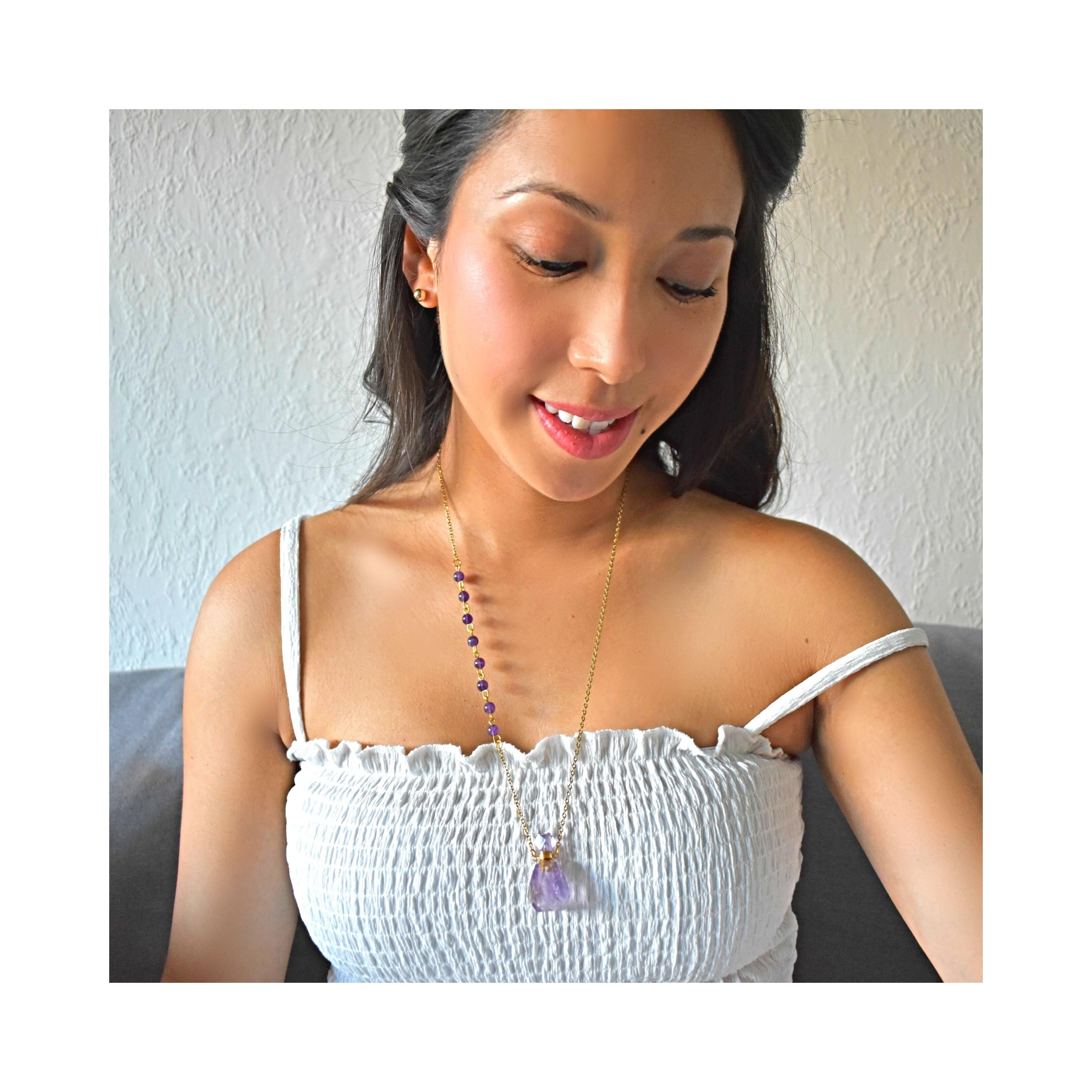 PAZ Amethyst Stainless Steel Necklace - MIKING LLC