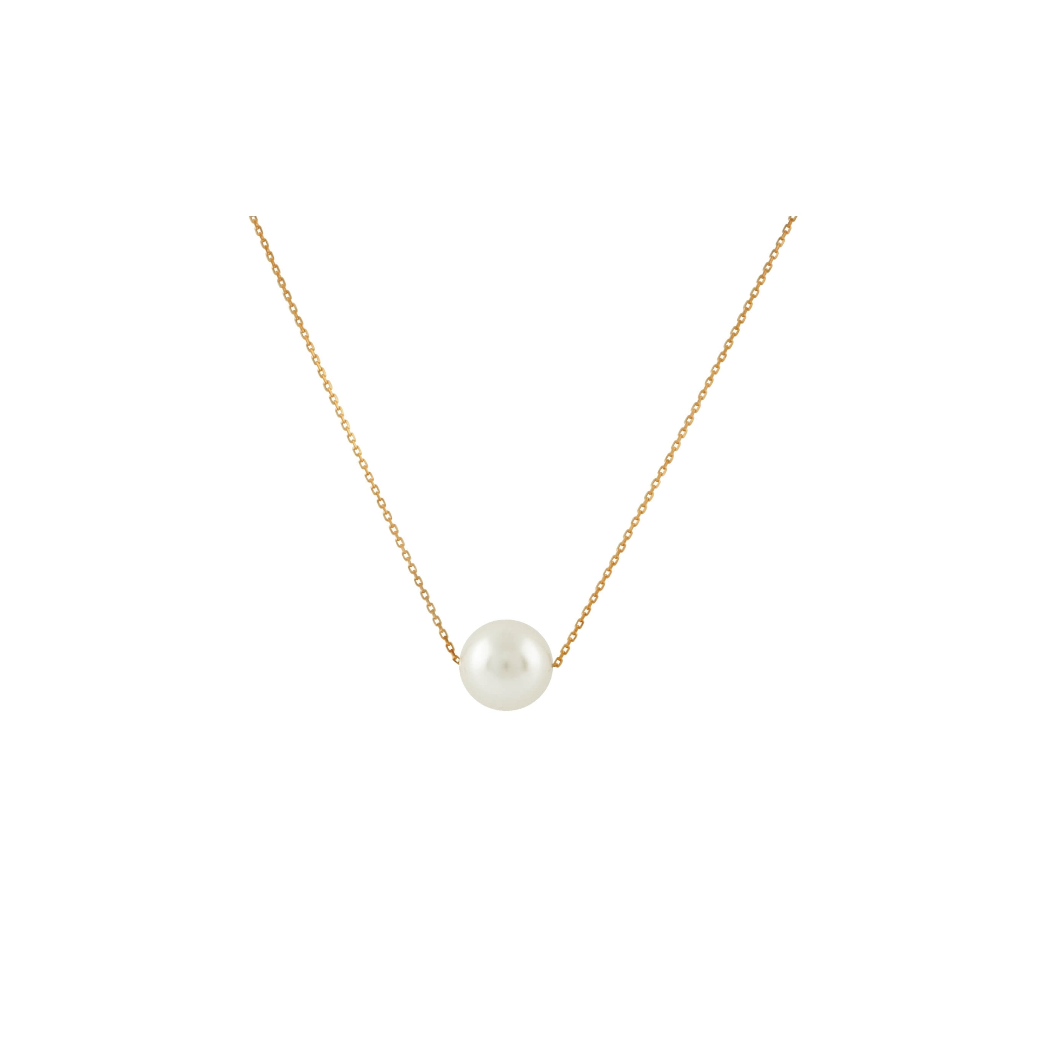 Freshwater 8 -9 mm Pearl Necklace in Sterling Silver Golden color | MEMOIR | MIKING